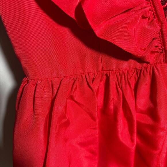 VTG Climax 80s‎ David Howard Red Party Prom NYE Dress Ruffles Dramatic 3/4 *XXS - Picture 3 of 12